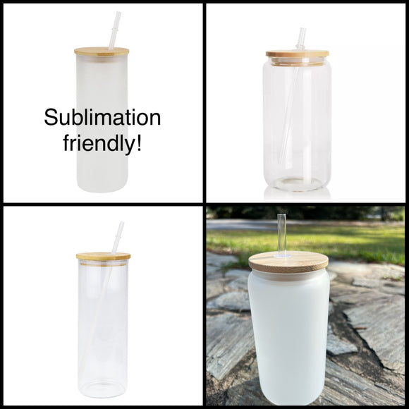 Drinkware : Sublimation Glass Bamboo Lid