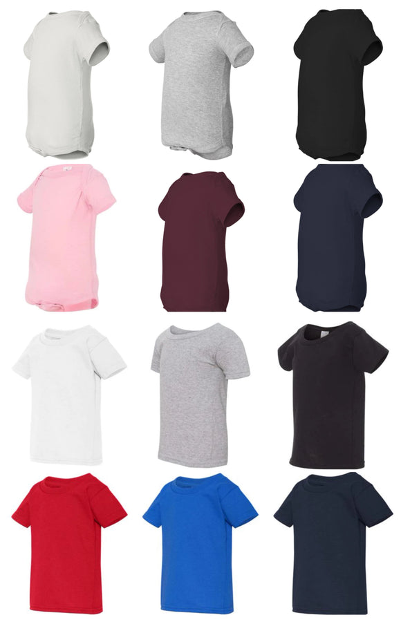 Clothing: Infant Onesies & Cotton T-shirts (Current Colors)